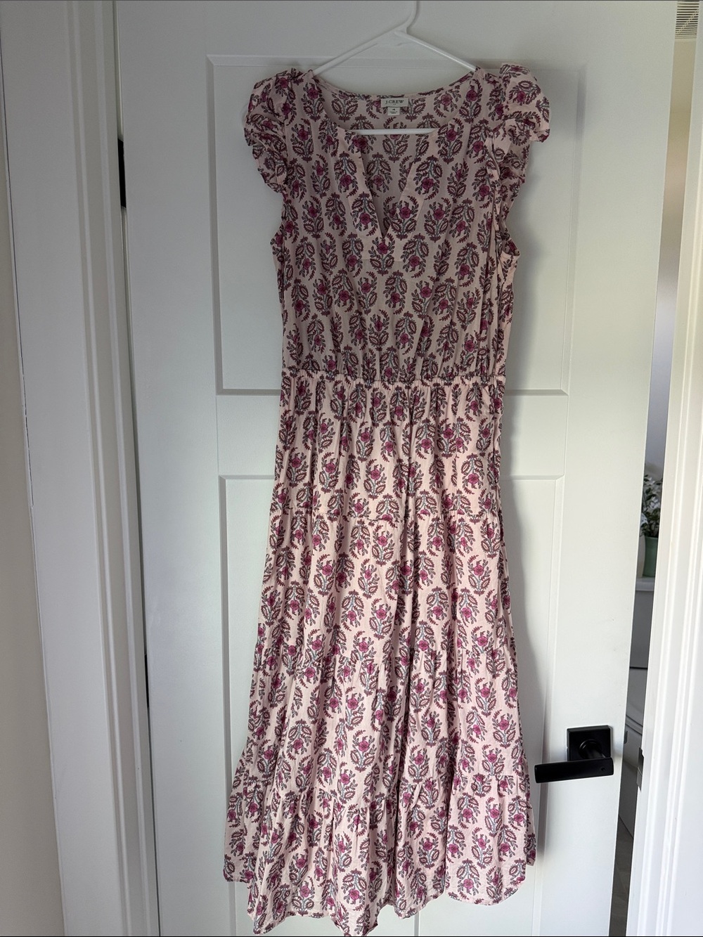 J. Crew Light Link Midi Dress with Pink Floral Print